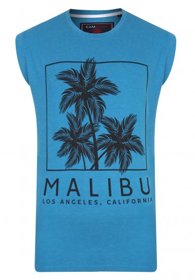 Kam Jeans Malibu Sleeveless Turk Blue - Koszulki - T-shirty meskie Duże Rozmiary - 2XL-14XL