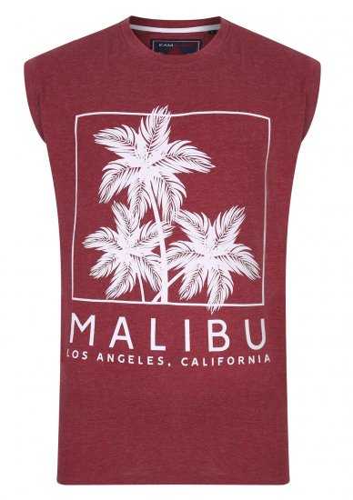 Kam Jeans Malibu Sleeveless Wine - Koszulki - T-shirty meskie Duże Rozmiary - 2XL-14XL