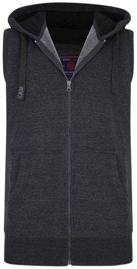 Kam Jeans Sleeveless Zip Thru Hoody Charcoal - Bluzy & bluzy z kapturem - Bluzy & Bluzy z kapturem 2XL-12XL