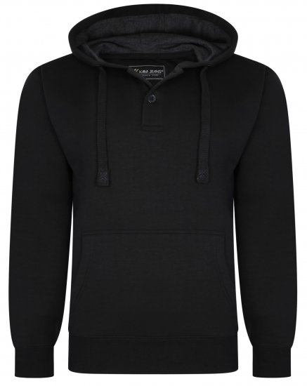 Kam Jeans 508B 1/4 Button Hoodie Black - Bluzy & bluzy z kapturem - Bluzy & Bluzy z kapturem 2XL-12XL