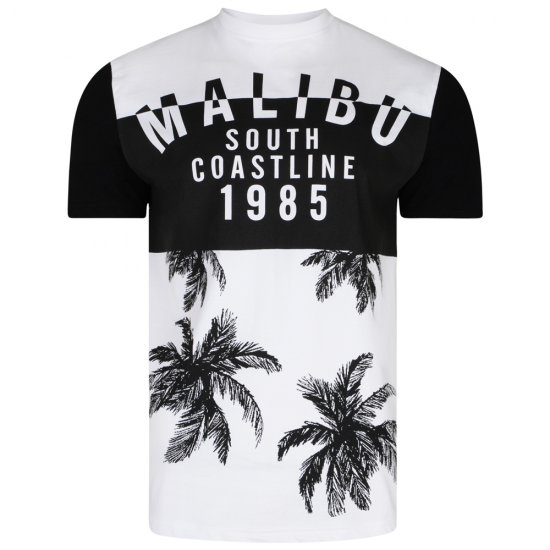 Kam Jeans 5228 Malibu T-shirt Black/White - Koszulki - T-shirty meskie Duże Rozmiary - 2XL-14XL
