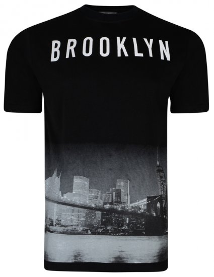 Kam Jeans 5229 Brooklyn T-shirt Black - Koszulki - T-shirty meskie Duże Rozmiary - 2XL-14XL