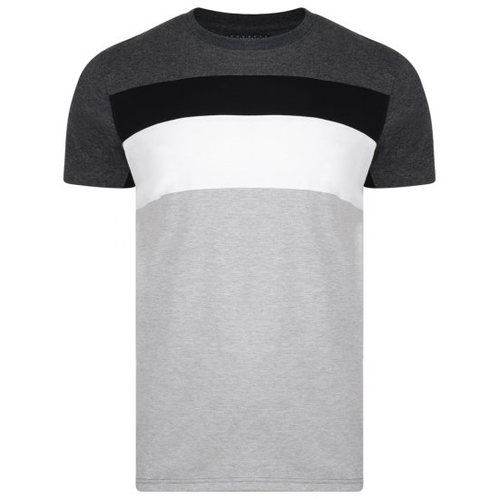 Kam Jeans 5231 Cut and Sew T-shirt Grey - Koszulki - T-shirty meskie Duże Rozmiary - 2XL-14XL