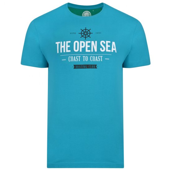 Kam Jeans 5254 Open Sea T-Shirt Light Blue - Koszulki - T-shirty meskie Duże Rozmiary - 2XL-14XL