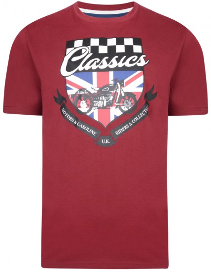 Kam Jeans 5280 T-shirt Burgundy - Koszulki - T-shirty meskie Duże Rozmiary - 2XL-14XL