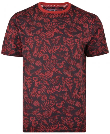 Kam Jeans 5305 T-shirt Burgundy - Koszulki - T-shirty meskie Duże Rozmiary - 2XL-14XL