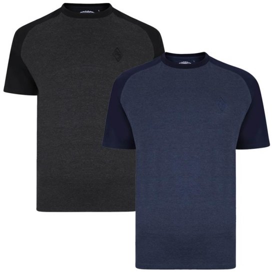 Kam Jeans 5314 Raglan T-Shirt Charcoal/Insignia Twin Pack - Koszulki - T-shirty meskie Duże Rozmiary - 2XL-14XL