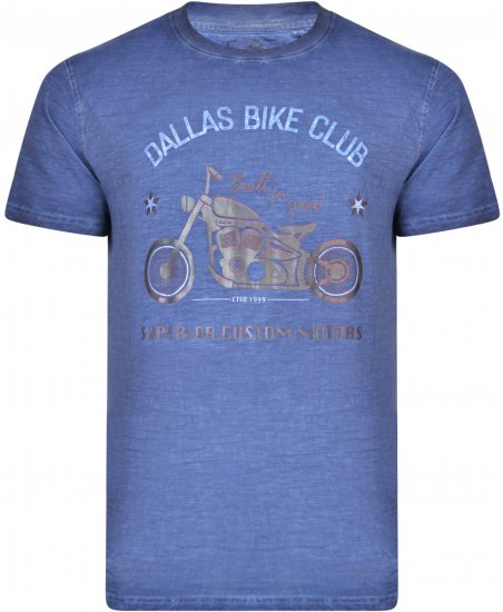 Kam Jeans 5316 Dallas Bike Club T-shirt Indigo Blue - Koszulki - T-shirty meskie Duże Rozmiary - 2XL-14XL