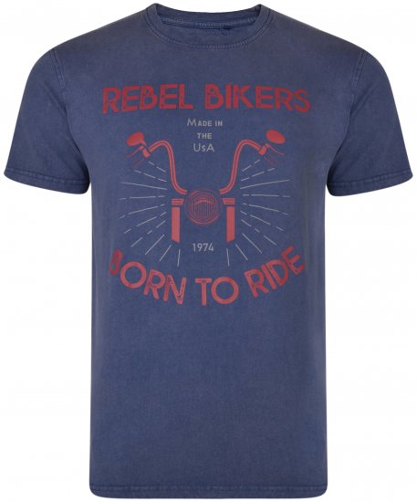 Kam Jeans 5319 Rebel Bikers T-shirt Indigo Blue - Koszulki - T-shirty meskie Duże Rozmiary - 2XL-14XL