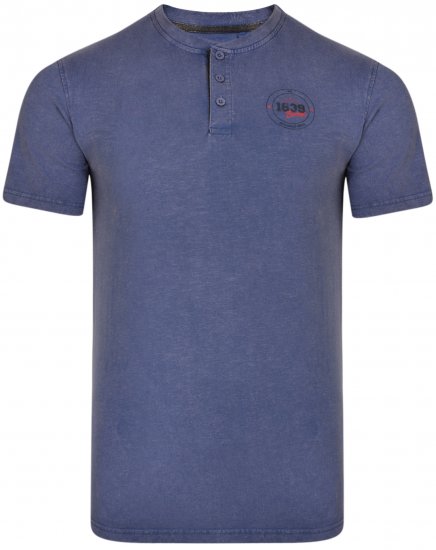 Kam Jeans 5320 Buttoned T-shirts Indigo Blue - Koszulki - T-shirty meskie Duże Rozmiary - 2XL-14XL