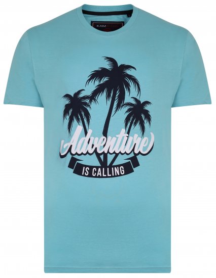Kam Jeans 5332 Adventure T-Shirt Aqua - Koszulki - T-shirty meskie Duże Rozmiary - 2XL-14XL