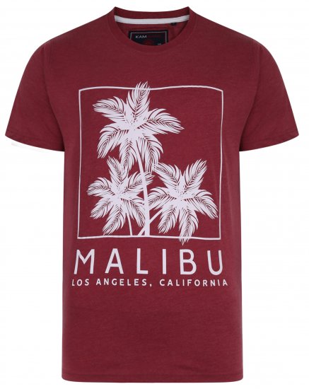Kam Jeans 5336 Malibu T-Shirt Burgundy - Koszulki - T-shirty meskie Duże Rozmiary - 2XL-14XL