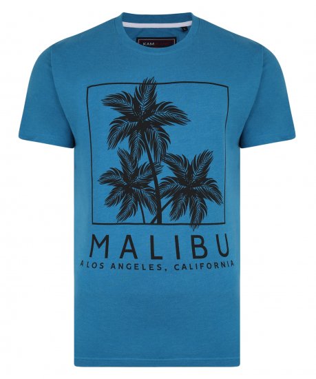Kam Jeans Malibu Crew Neck Tee Turk Blue - Koszulki - T-shirty meskie Duże Rozmiary - 2XL-14XL