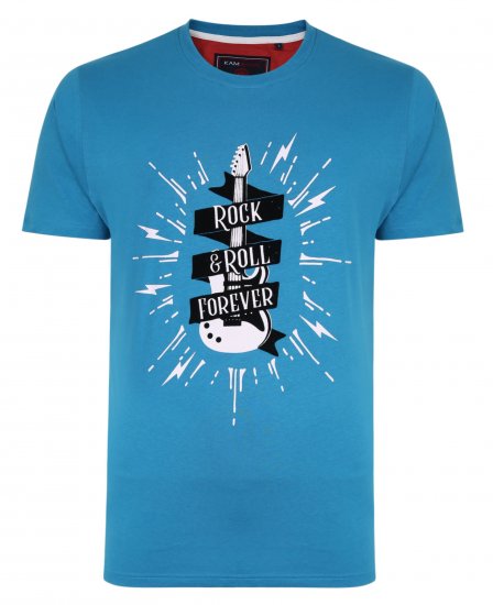 Kam Jeans 5337 Rock & Roll Tee Blue - Koszulki - T-shirty meskie Duże Rozmiary - 2XL-14XL
