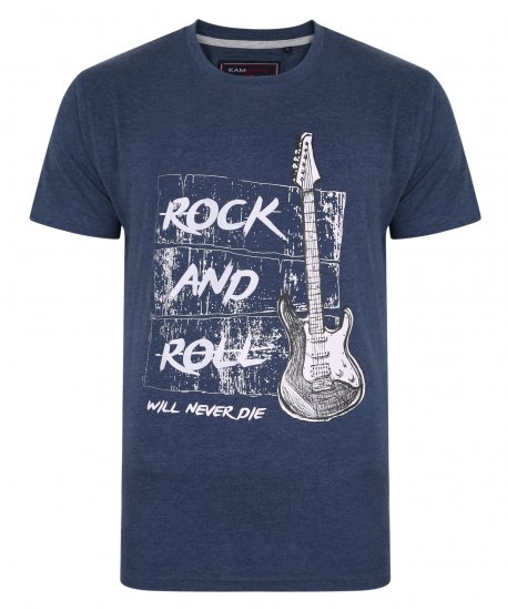 Kam Jeans 5338 Rock And Roll Tee Blue - Koszulki - T-shirty meskie Duże Rozmiary - 2XL-14XL