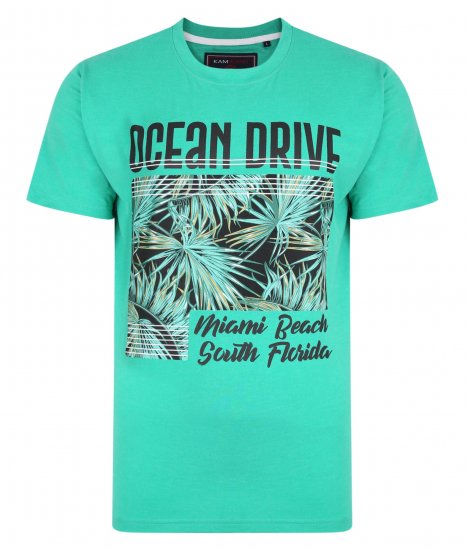 Kam Jeans Ocean Drive Crew Neck Tee Emerald - Koszulki - T-shirty meskie Duże Rozmiary - 2XL-14XL