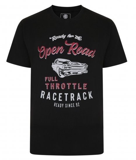 Kam Jeans 5342 Open Road Tee Black - Koszulki - T-shirty meskie Duże Rozmiary - 2XL-14XL