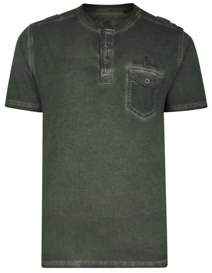 Kam Jeans 5343 Grandad Collar Fashion Tee khaki - Koszulki - T-shirty meskie Duże Rozmiary - 2XL-14XL