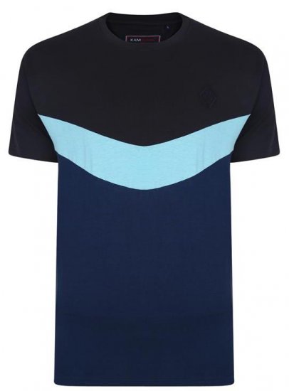 Kam Jeans Contrast Colours Crew Neck Tee Navy - Koszulki - T-shirty meskie Duże Rozmiary - 2XL-14XL