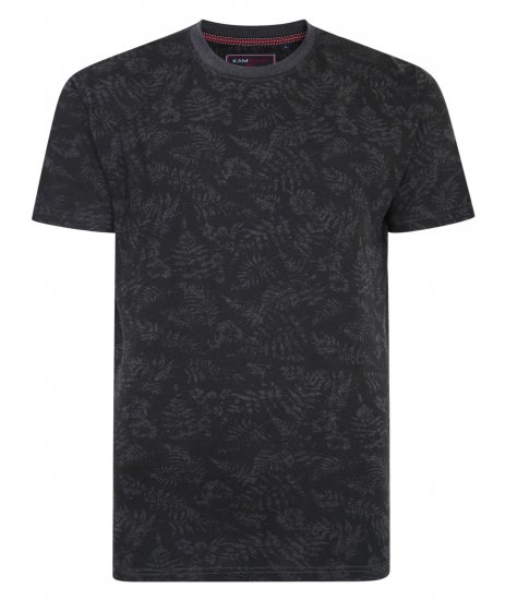 Kam Jeans 5345 Leaf Tee Charcoal - Koszulki - T-shirty meskie Duże Rozmiary - 2XL-14XL