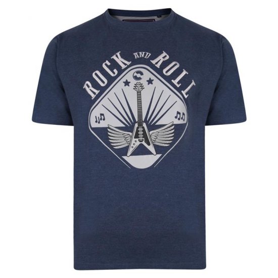 Kam Jeans 5349 Rock N Roll T-shirt Indigo - Koszulki - T-shirty meskie Duże Rozmiary - 2XL-14XL