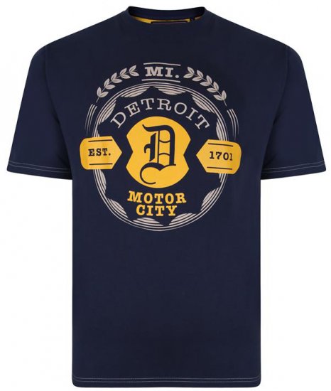 Kam Jeans 5350 Detroits Motors T-shirt Indigo - Koszulki - T-shirty meskie Duże Rozmiary - 2XL-14XL