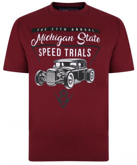 Kam Jeans 5352 Michigan State T-shirt Burgundy - Koszulki - T-shirty meskie Duże Rozmiary - 2XL-14XL