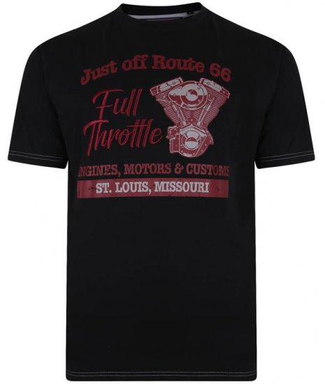 Kam Jeans 5354 Full Throttle Print T-shirt Black - Koszulki - T-shirty meskie Duże Rozmiary - 2XL-14XL
