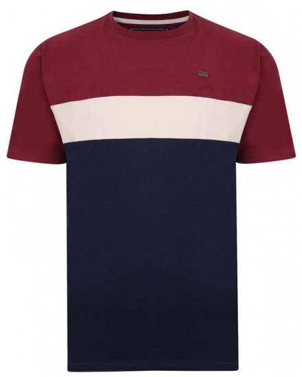 Kam Jeans 5357 Cut & Saw Peach Finish T-Shirt Burgundy - Koszulki - T-shirty meskie Duże Rozmiary - 2XL-14XL