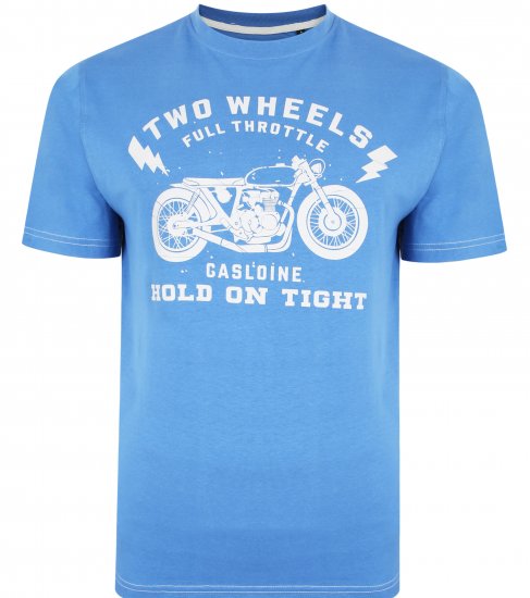Kam Jeans 5371 Motorbike Print T-shirt Blue - Koszulki - T-shirty meskie Duże Rozmiary - 2XL-14XL