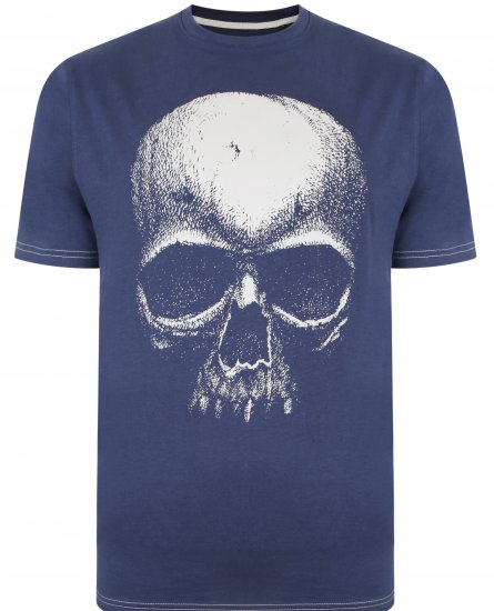 Kam Jeans 5374 Ghost Skull Print T-shirt Navy - Koszulki - T-shirty meskie Duże Rozmiary - 2XL-14XL