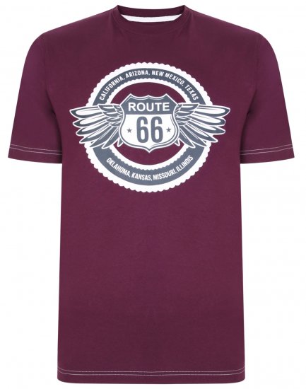 Kam Jeans 5388 Route 66 T-Shirt Purple - Koszulki - T-shirty meskie Duże Rozmiary - 2XL-14XL