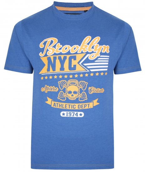 Kam Jeans 5389 Brooklyn NYC T-Shirt Blue - Koszulki - T-shirty meskie Duże Rozmiary - 2XL-14XL
