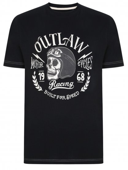 Kam Jeans 5391 Outlaws Skull Print T-Shirt - Koszulki - T-shirty meskie Duże Rozmiary - 2XL-14XL