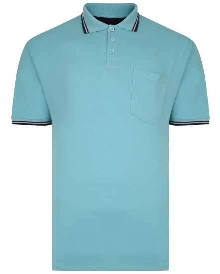 Kam Jeans 5400B Tipped Polo with Pocket Aqua - Koszulki polo - Koszulki Polo 2XL-8XL