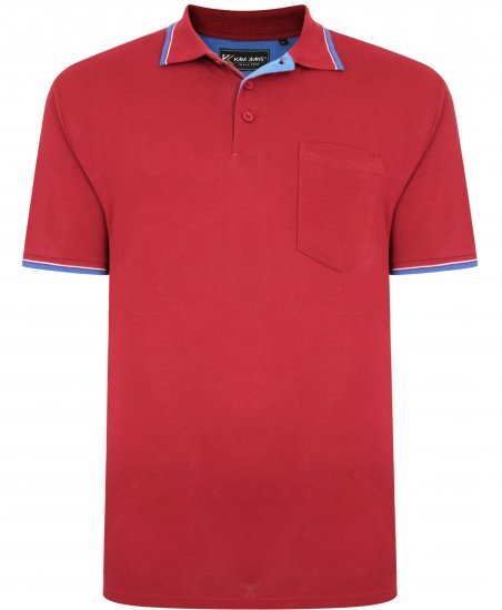 Kam Jeans 5400C Tipped Polo with Pocket Burgundy - Koszulki polo - Koszulki Polo 2XL-8XL