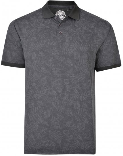 Kam Jeans 5418 Leaf print Polo Charcoal - Koszulki polo - Koszulki Polo 2XL-8XL