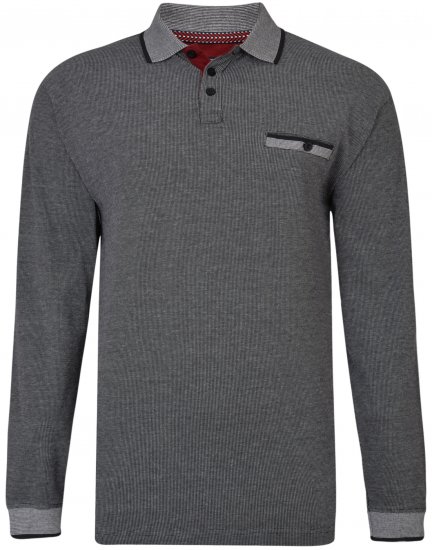 Kam Jeans 5429 Long Sleeve Polo Black - Koszulki polo - Koszulki Polo 2XL-8XL