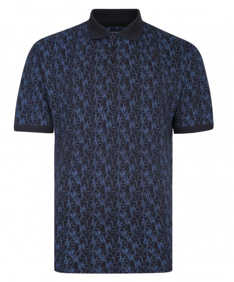 Kam Jeans Guitar Print Polo Midnight - Koszulki polo - Koszulki Polo 2XL-8XL