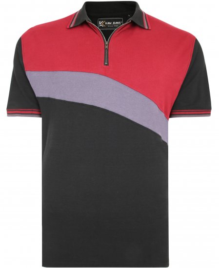 Kam Jeans 5448 Cut & Saw Polo with Zip Black - Koszulki polo - Koszulki Polo 2XL-8XL