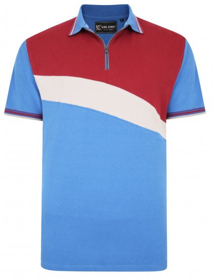 Kam Jeans 5448 Cut & Saw Polo with 1/4 Zip Blue - Koszulki polo - Koszulki Polo 2XL-8XL