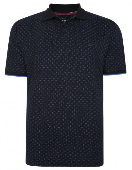 Kam Jeans 5455 Dobby Print Polo Black - Koszulki polo - Koszulki Polo 2XL-8XL
