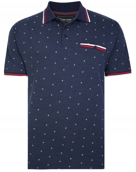 Kam Jeans 5456 Drop Needle Jersey Polo with Dobby Print - Koszulki polo - Koszulki Polo 2XL-8XL