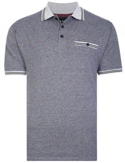 Kam Jeans 5456 Drop Needle Jersey Polo with Dobby Print Grey - Koszulki polo - Koszulki Polo 2XL-8XL