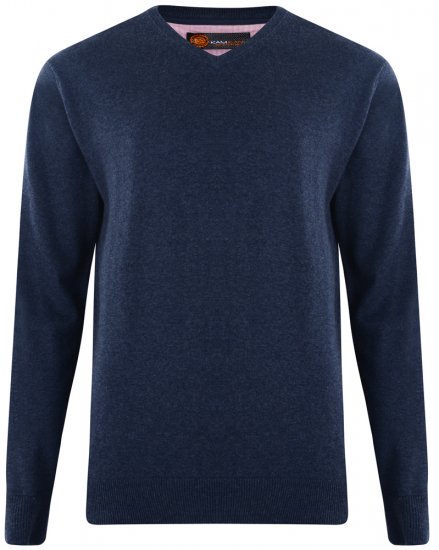 Kam Jeans V-neck Knitted Sweater Navy - Bluzy & bluzy z kapturem - Bluzy & Bluzy z kapturem 2XL-12XL