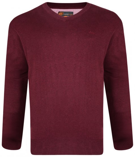 Kam Jeans V-neck Knitted Sweater Burgundy - Bluzy & bluzy z kapturem - Bluzy & Bluzy z kapturem 2XL-12XL