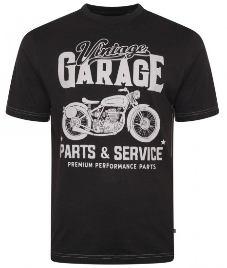 Kam Jeans 5702 Vintage Print T-Shirt Black - Koszulki - T-shirty meskie Duże Rozmiary - 2XL-14XL
