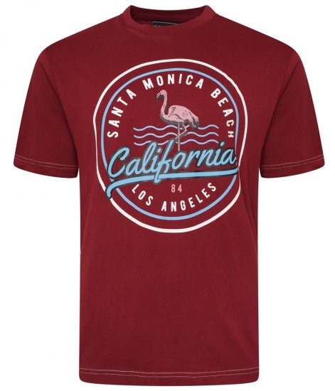 Kam Jeans 5707 Santa Monica Tee Burgundy - Koszulki - T-shirty meskie Duże Rozmiary - 2XL-14XL