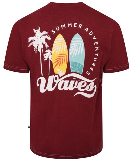 Kam Jeans 5709 Summer Adventure Print Tee Burgundy - Koszulki - T-shirty meskie Duże Rozmiary - 2XL-14XL