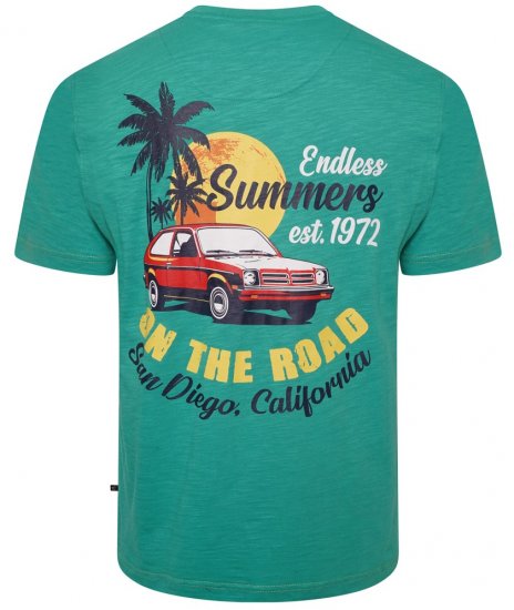 Kam Jeans 5711 Endless Summers Slub Tee With Back Print Emerald - Koszulki - T-shirty meskie Duże Rozmiary - 2XL-14XL